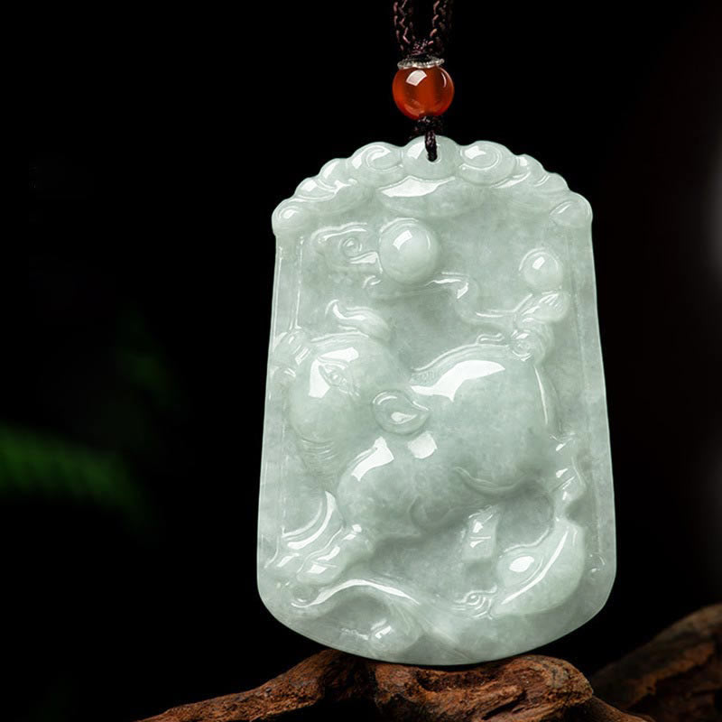Natural Jade 12 Chinese Zodiac Abundance Amulet Pendant Necklace - Pig - image 25
