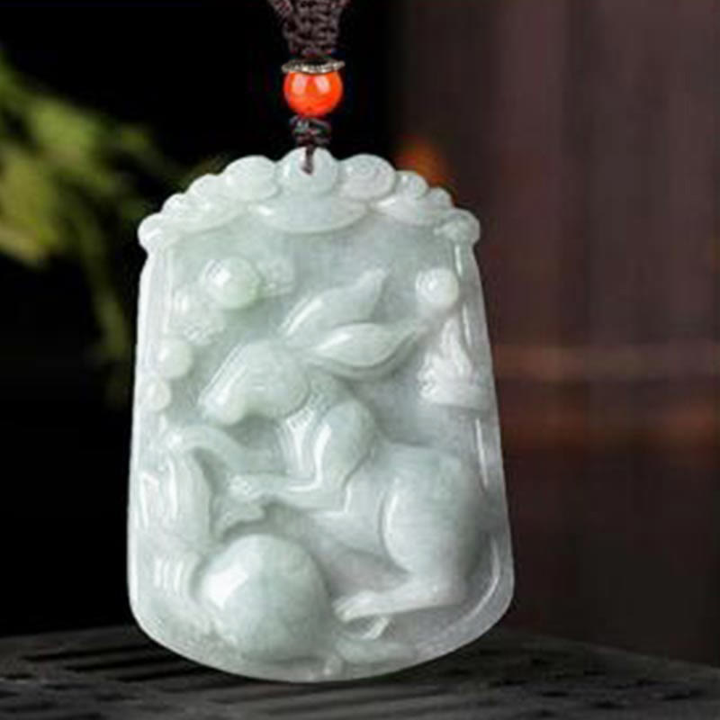 Natural Jade 12 Chinese Zodiac Abundance Amulet Pendant Necklace - image 17