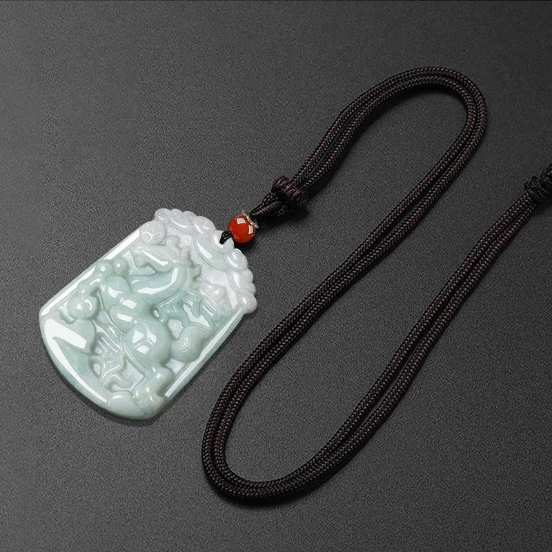 Natural Jade 12 Chinese Zodiac Abundance Amulet Pendant Necklace - image 20
