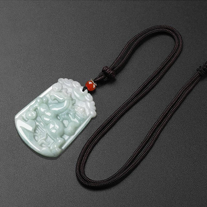 Natural Jade 12 Chinese Zodiac Abundance Amulet Pendant Necklace - image 20