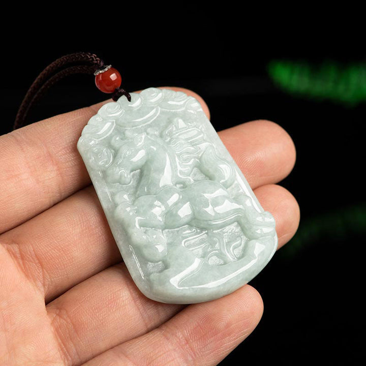 Natural Jade 12 Chinese Zodiac Abundance Amulet Pendant Necklace - image 9