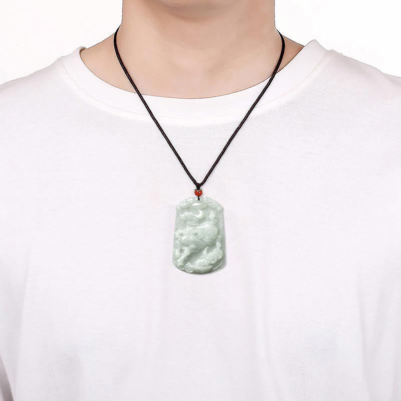 Natural Jade 12 Chinese Zodiac Abundance Amulet Pendant Necklace - image 14
