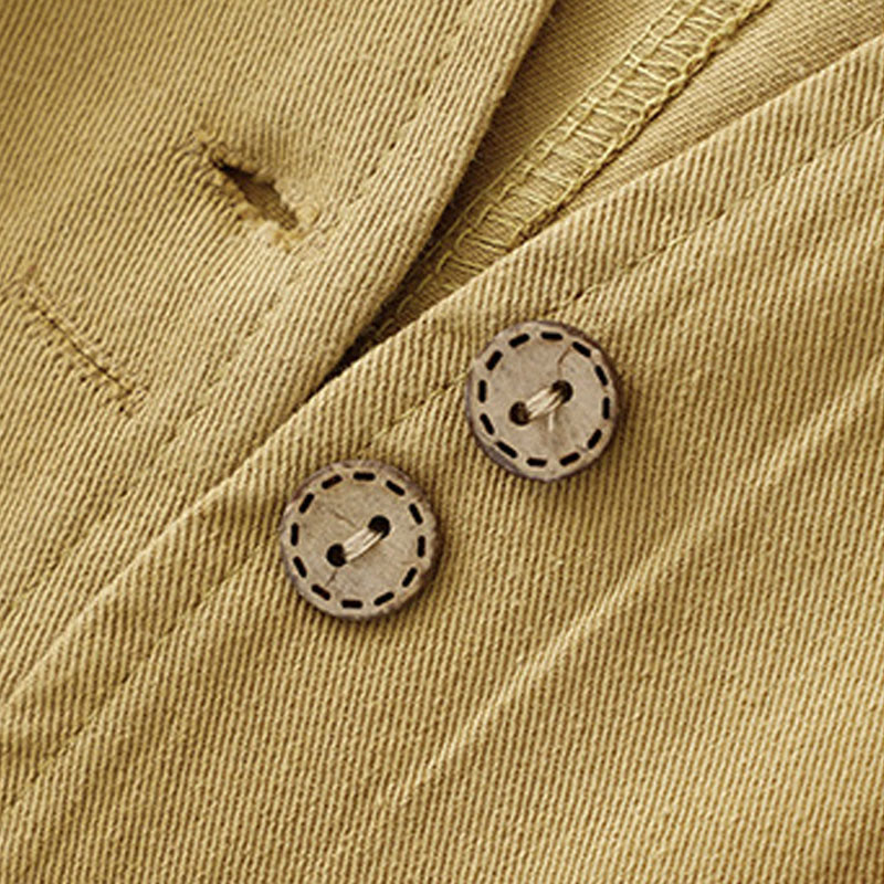 Buddha Stones Solid Color Front Buttons Sleeveless Women's Cotton Waistcoat With Pockets - image 4