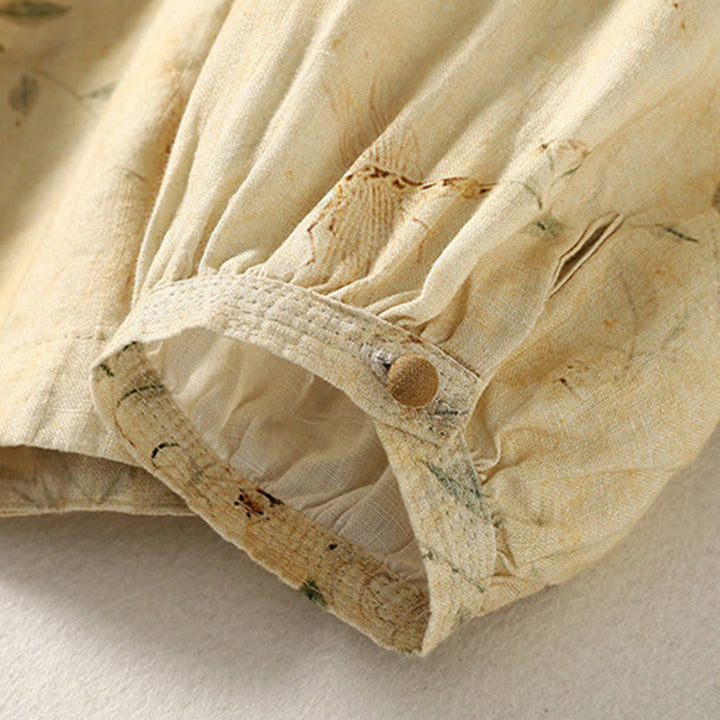 Buddha Stones Commute Chinese Frog-Button Long Lantern Sleeve Women's Cotton Linen Shirt - image 8