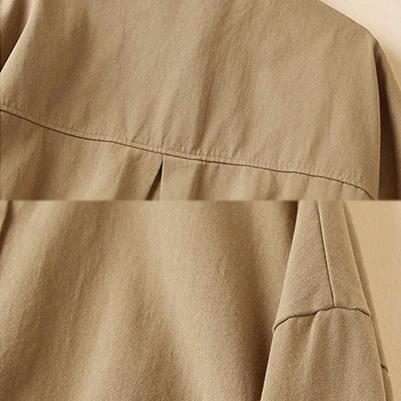 Buddha Stones Fall Irregular Design Long Sleeve Women's Cotton Linen Lapel Jacket With Pockets - image 6