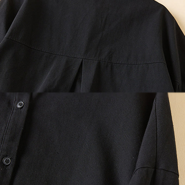 Buddha Stones Fall Irregular Design Long Sleeve Women's Cotton Linen Lapel Jacket With Pockets - image 13
