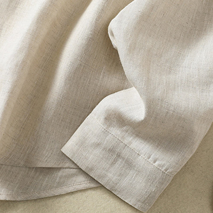 Buddha Stones Spring Plain Buttons Design V-Neck Long Sleeve Women's Cotton Linen Shirt - image 8