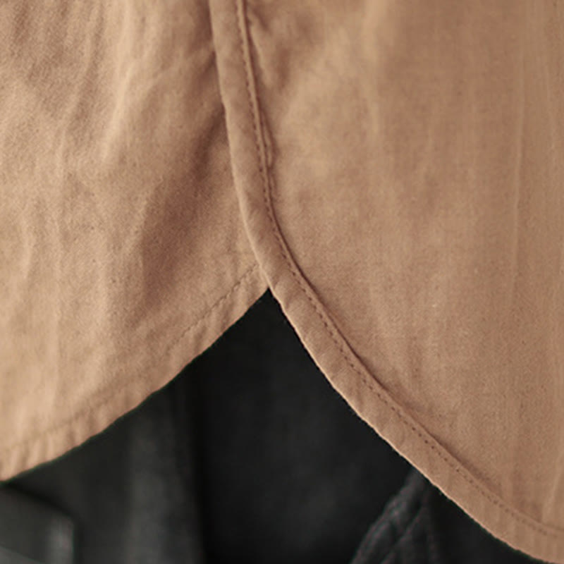 Buddha Stones Commute Spring Plain Half Buttons Simple Design Women's Cotton Linen Long Sleeve Shirt - image 20