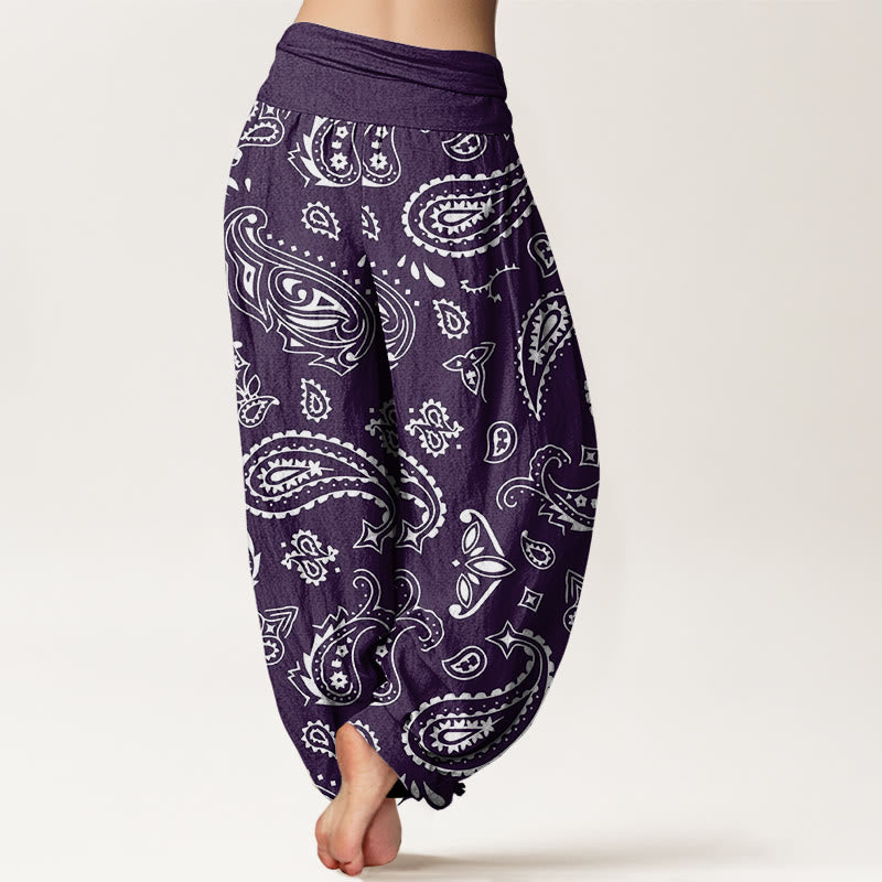 Buddha Stones Cotton Casual Classic Paisley Motif Women's Elastic Waist Harem Pants - image 6