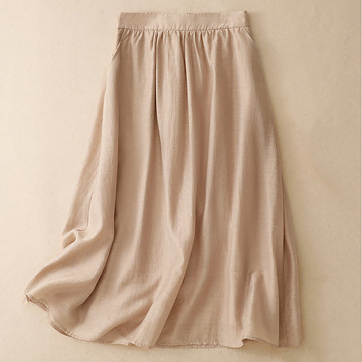 Buddha Stones 2Pcs Shirt Top 7-8 Length Skirt With Pockets Cotton Linen Clothing Women's Set - image 21