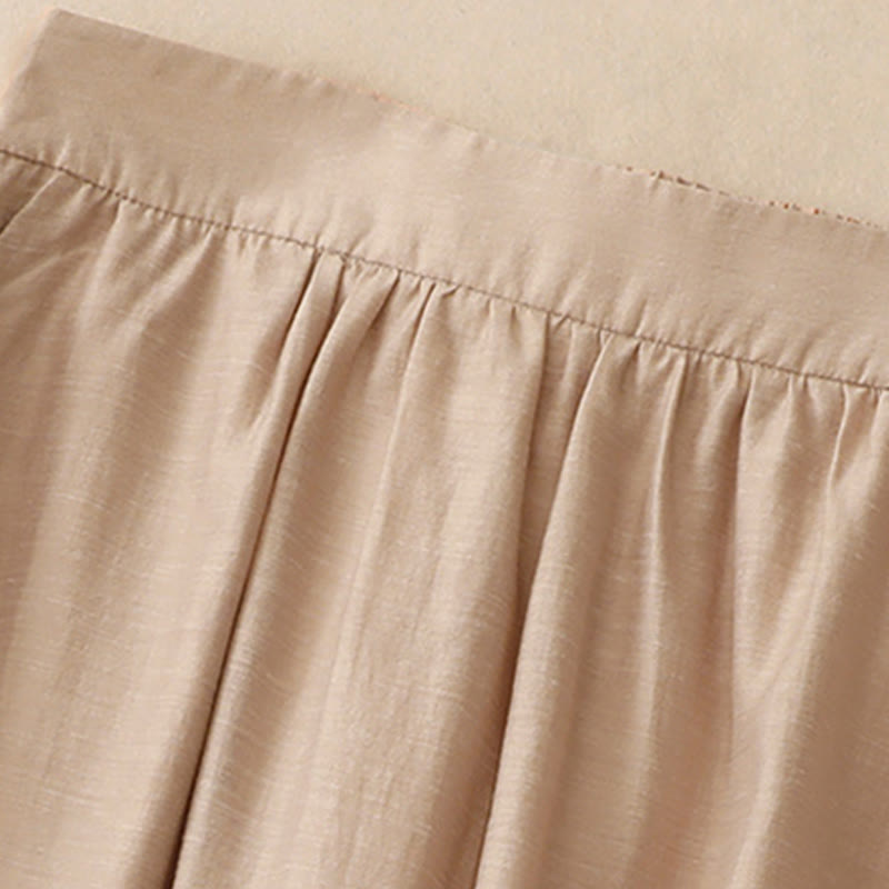 Buddha Stones 2Pcs Shirt Top 7-8 Length Skirt With Pockets Cotton Linen Clothing Women's Set - image 22
