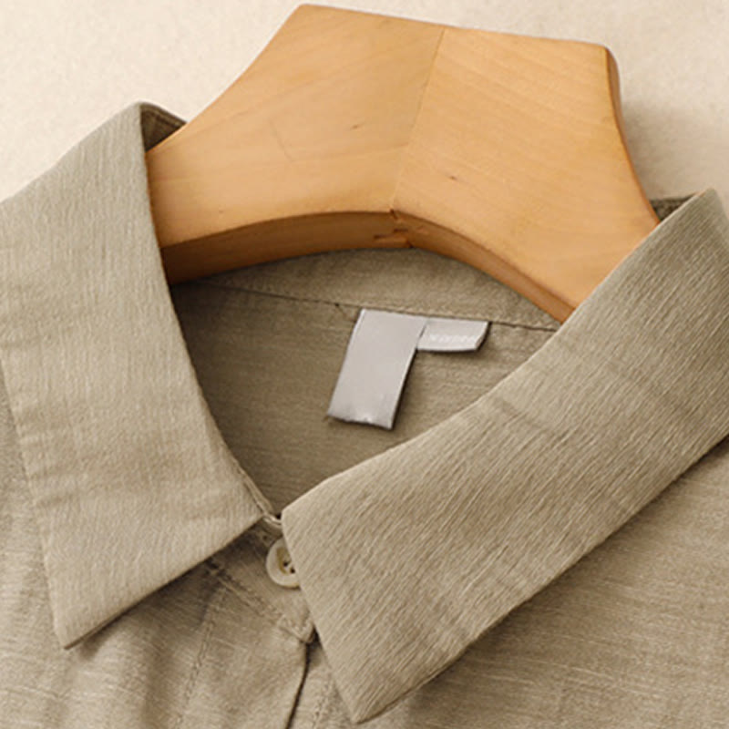 Buddha Stones 2Pcs Shirt Top 7-8 Length Skirt With Pockets Cotton Linen Clothing Women's Set - image 4