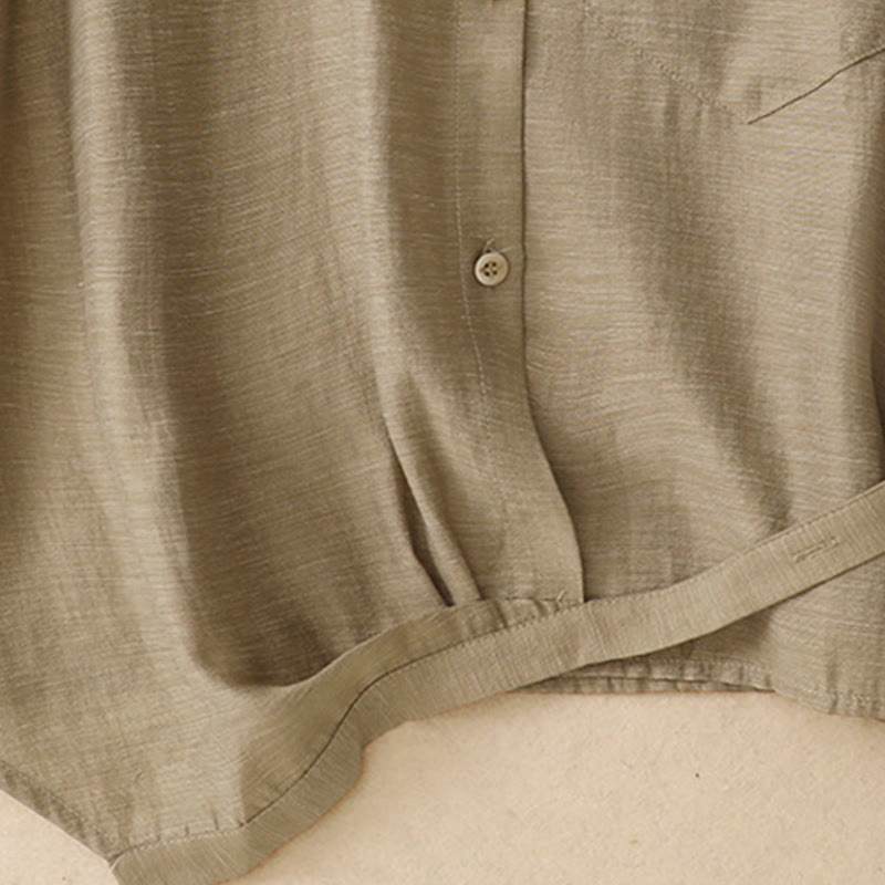 Buddha Stones 2Pcs Shirt Top 7-8 Length Skirt With Pockets Cotton Linen Clothing Women's Set - image 6