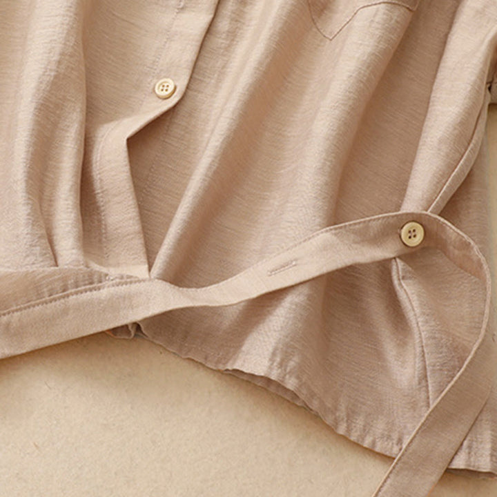 Buddha Stones 2Pcs Shirt Top 7-8 Length Skirt With Pockets Cotton Linen Clothing Women's Set - image 20