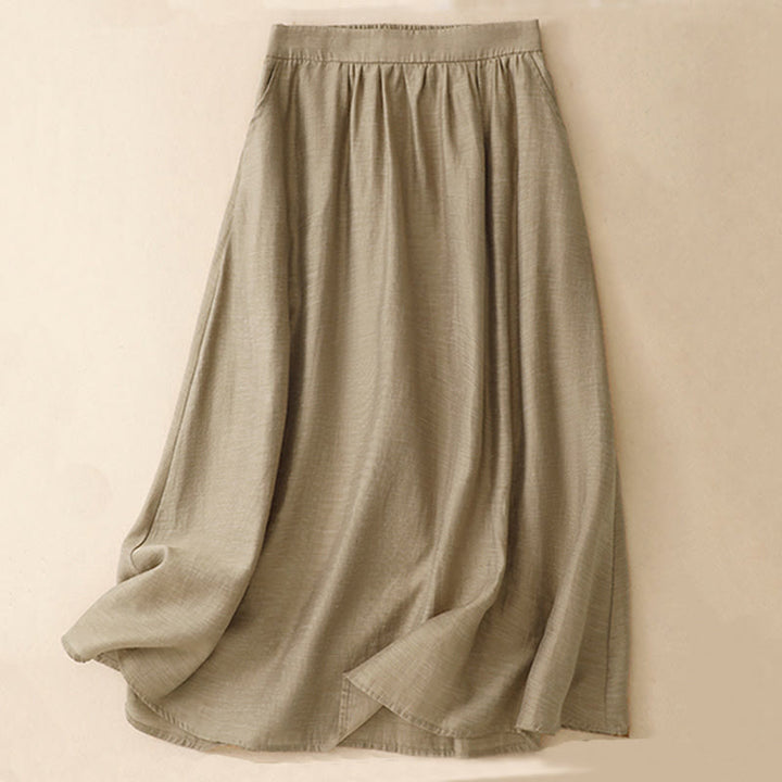 Buddha Stones 2Pcs Shirt Top 7-8 Length Skirt With Pockets Cotton Linen Clothing Women's Set - image 8