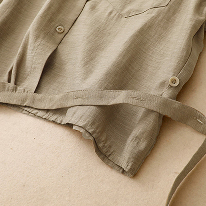 Buddha Stones 2Pcs Shirt Top 7-8 Length Skirt With Pockets Cotton Linen Clothing Women's Set - image 7