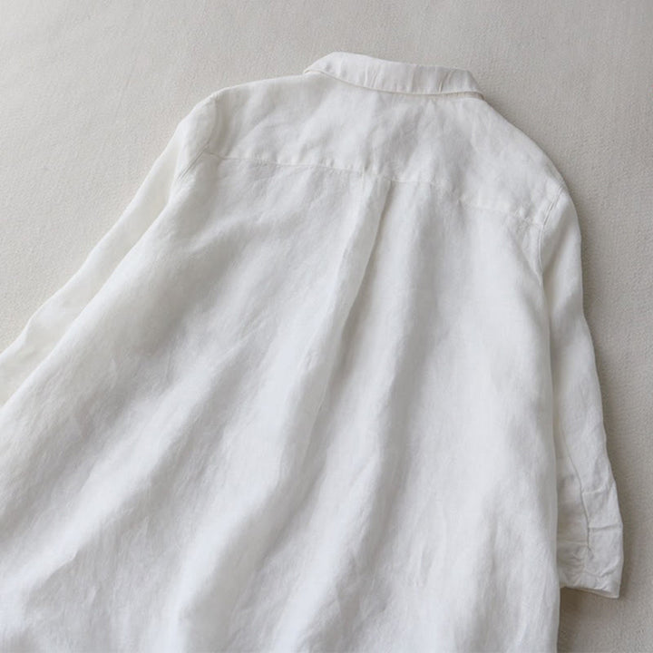 Buddha Stones Buttons Design Lapel Three Quarter Sleeve Midi Dress With Pockets - image 8