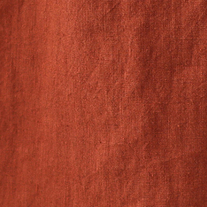Buddha Stones OrangeRed Lace-Up Design Long Sleeve Cotton Midi Dress With Pockets - image 13