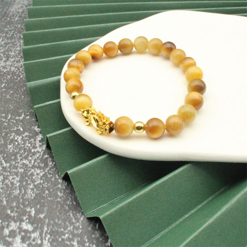 Buddha Stones Various Color Tiger Eye Beads Pixiu Wealth Courage Bracelet - Golden Tiger Eye(Wrist Circumference: 17-19cm) - image 26