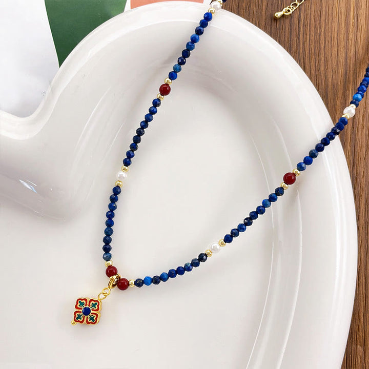 Buddha Stones Lazurite Pearl Positive Necklace Pendant - image 7