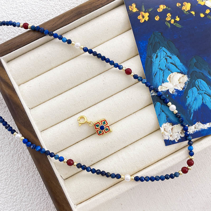 Buddha Stones Lazurite Pearl Positive Necklace Pendant - image 3