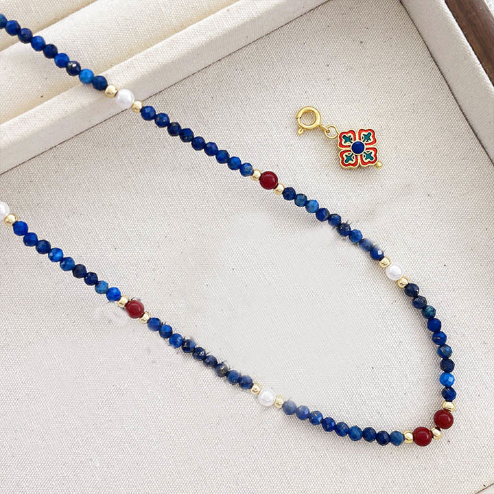 Buddha Stones Lazurite Lapis Lazuli Pearl Positive Necklace Pendant - image 8
