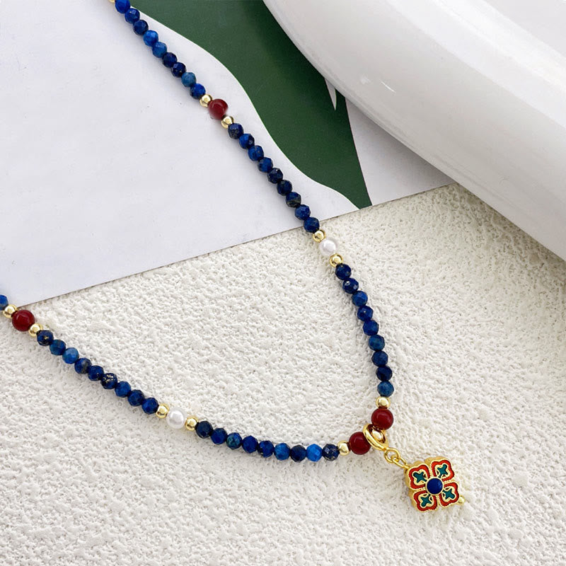 Buddha Stones Lazurite Pearl Positive Necklace Pendant - image 2