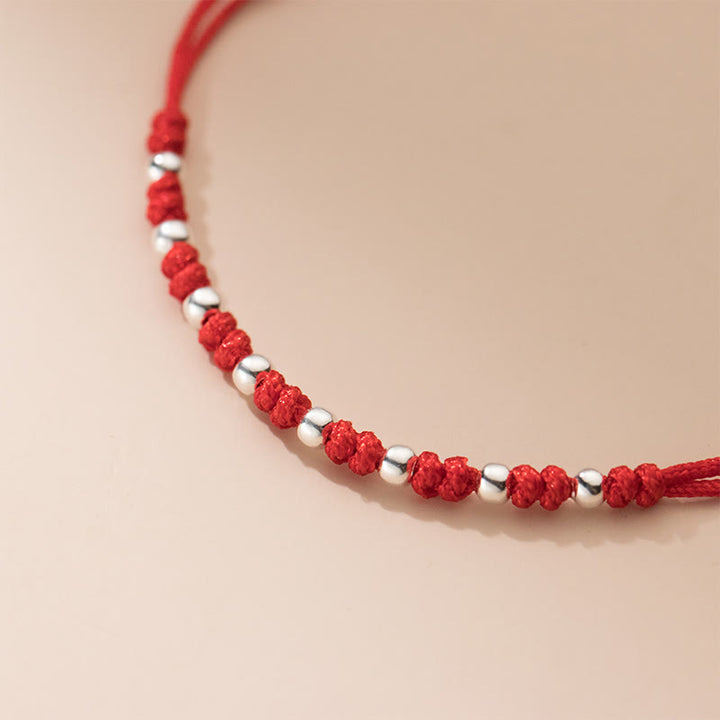 Buddha Stones 925 Sterling Silver Beads Red String Adjustable Luck Bracelet - image 11