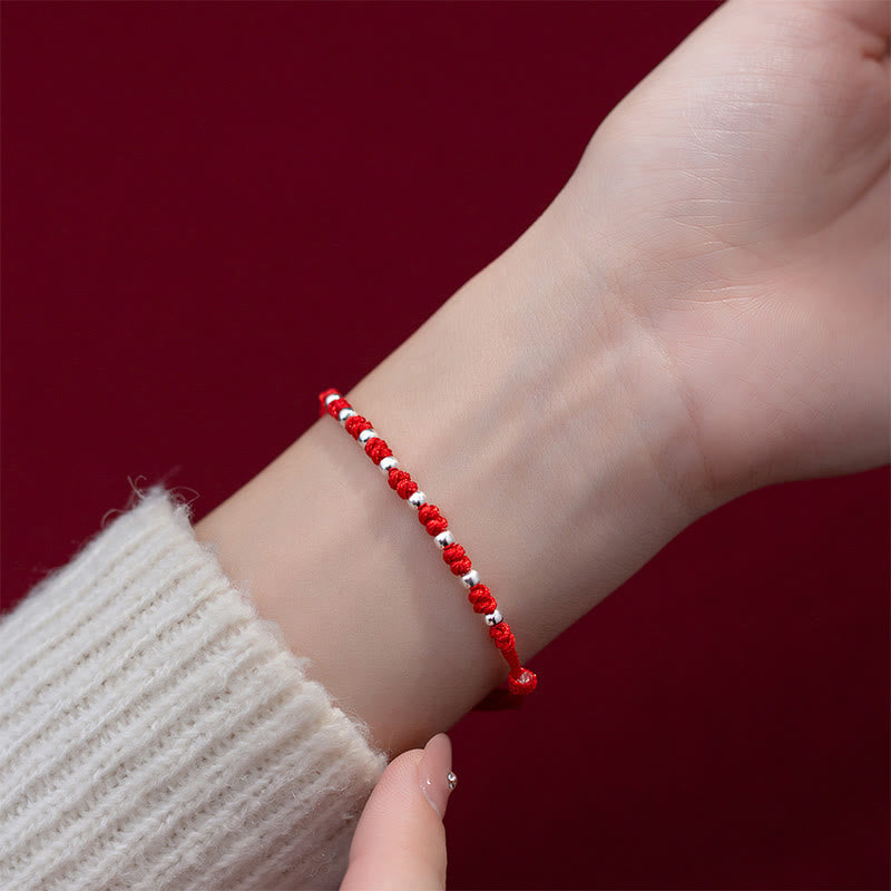 Buddha Stones 925 Sterling Silver Beads Red String Adjustable Luck Bracelet - image 15