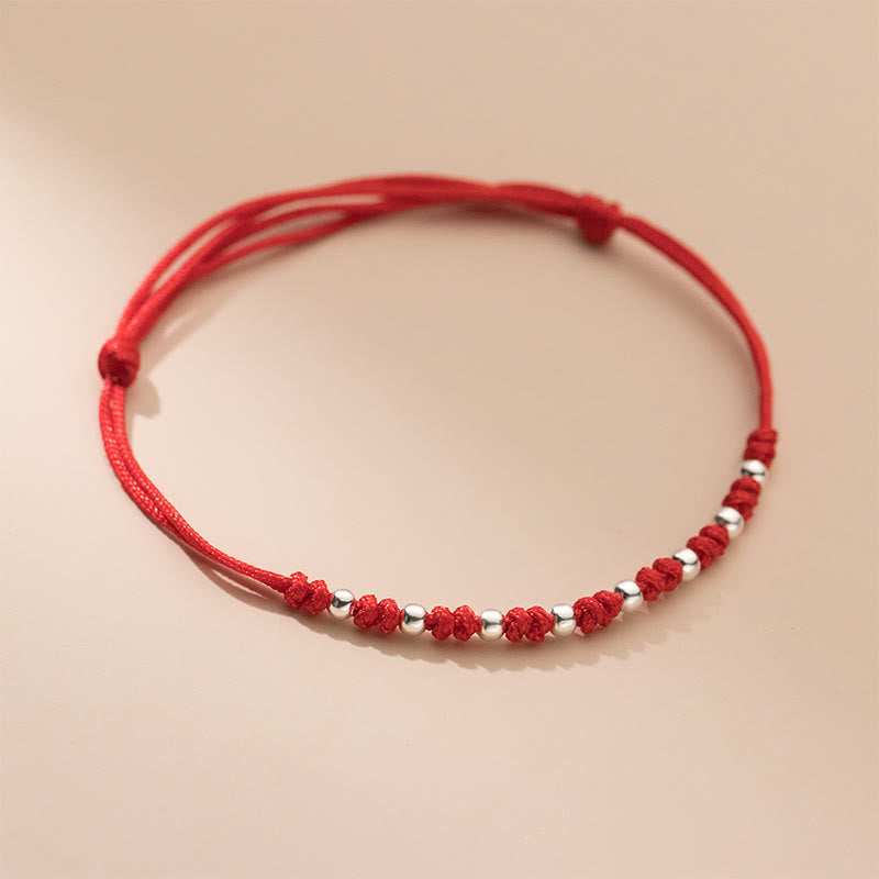 Buddha Stones 925 Sterling Silver Beads Red String Adjustable Luck Bracelet - image 7