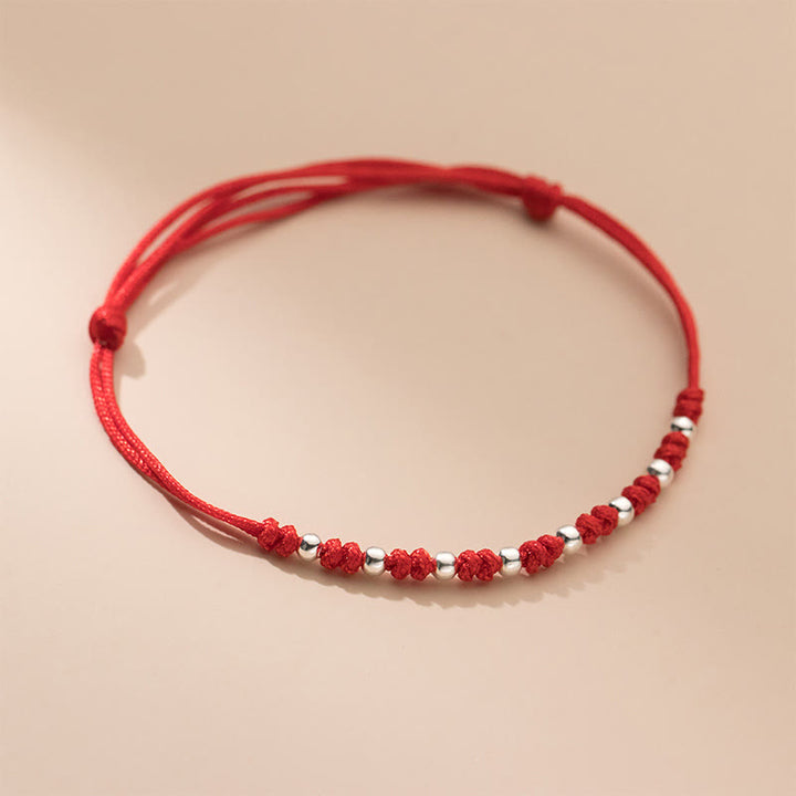 Buddha Stones 925 Sterling Silver Beads Red String Adjustable Luck Bracelet - image 7