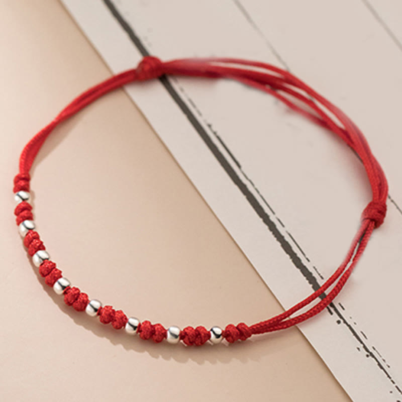 Buddha Stones 925 Sterling Silver Beads Red String Adjustable Luck Bracelet - image 10