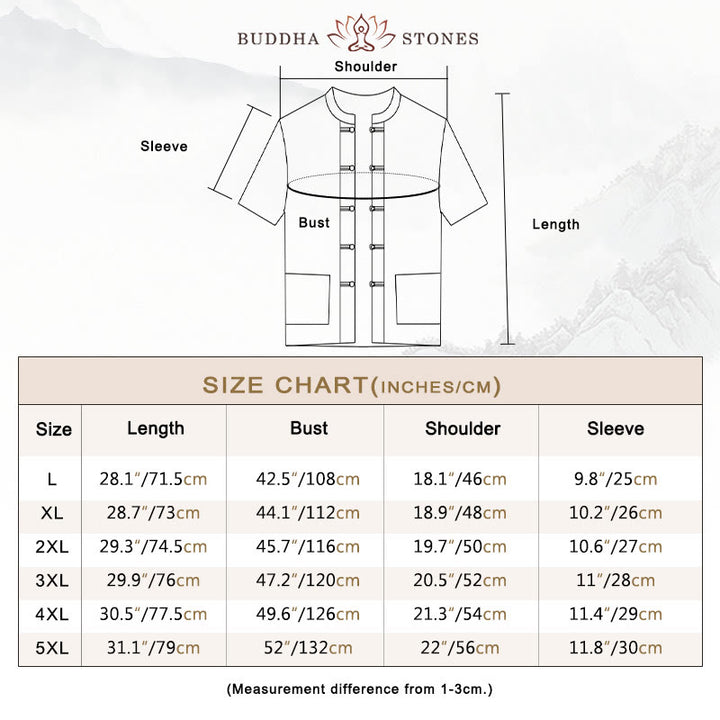 Buddha Stones Vintage Plain Tang Suit Chinese Frog-Button Cotton Linen Men's Shirt With Pockets - image 4