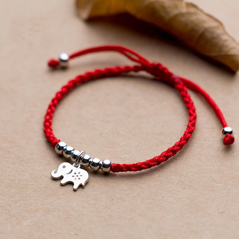 Buddha Stones 925 Sterling Silver Beads Snowflake Elephant Red String Luck Bracelet - 925 Sterling Silver(Wrist Circumference: 15-19cm) - image 1