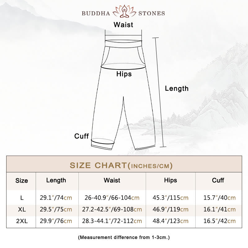 Buddha Stones Summer Plain Casual Cropped Pants Women's Double Layer Cotton Linen Harem Pants With Pockets