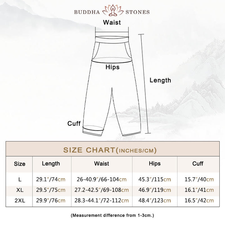 Buddha Stones Summer Plain Casual Cropped Pants Women's Double Layer Cotton Linen Harem Pants With Pockets