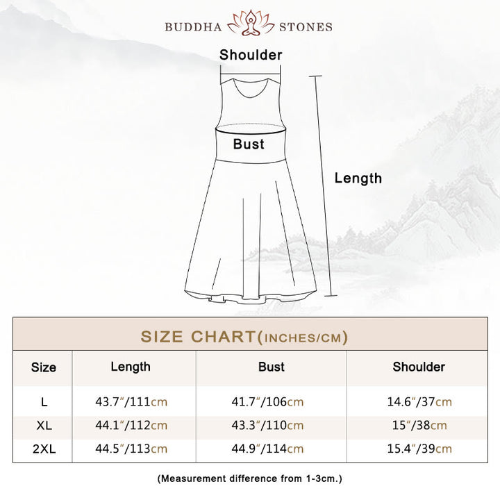 Buddha Stones Casual Plain Handmade Plaid Midi Dress Cotton Sleeveless Dress With Pockets - image 4