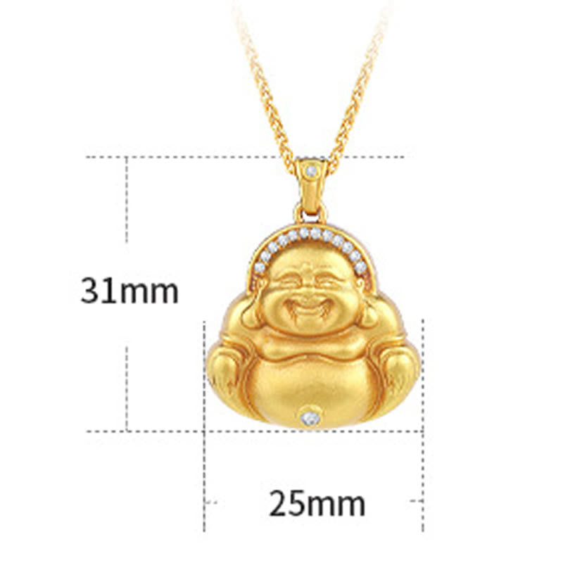 Buddha Stones Copper Laughing Buddha Pattern Happiness Necklace Pendant - image 7