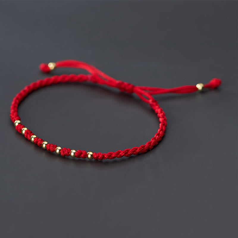 Buddha Stones 925 Sterling Silver Plated Gold Beads Red String Braided Protection Bracelet - image 9