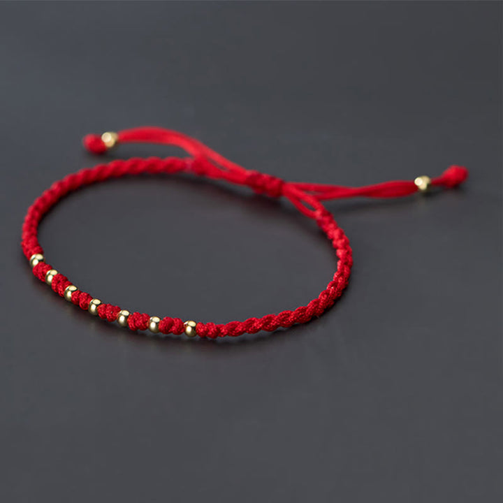 Buddha Stones 925 Sterling Silver Plated Gold Beads Red String Braided Protection Bracelet - image 9