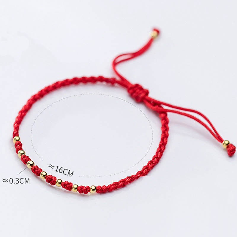Buddha Stones 925 Sterling Silver Plated Gold Beads Red String Braided Protection Bracelet - image 13