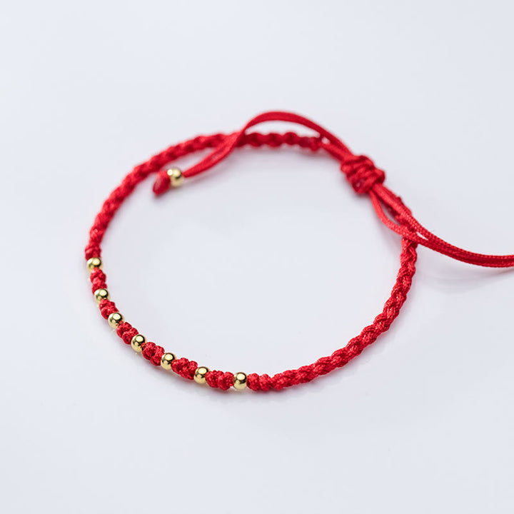 Buddha Stones 925 Sterling Silver Plated Gold Beads Red String Braided Protection Bracelet - image 10