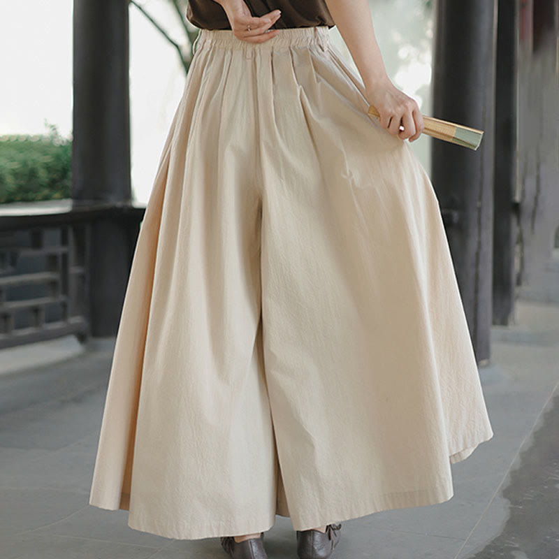 Buddha Stones Casual Plain Loose Cotton Women's Wide Leg Pants With Pockets - image 5