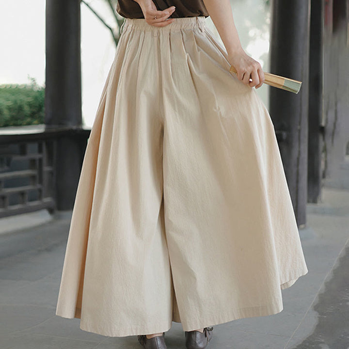 Buddha Stones Casual Plain Loose Cotton Women's Wide Leg Pants With Pockets - image 4