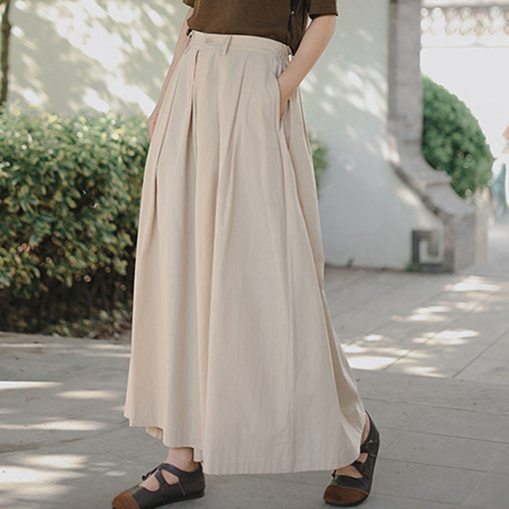 Buddha Stones Casual Plain Loose Cotton Women's Wide Leg Pants With Pockets - image 3