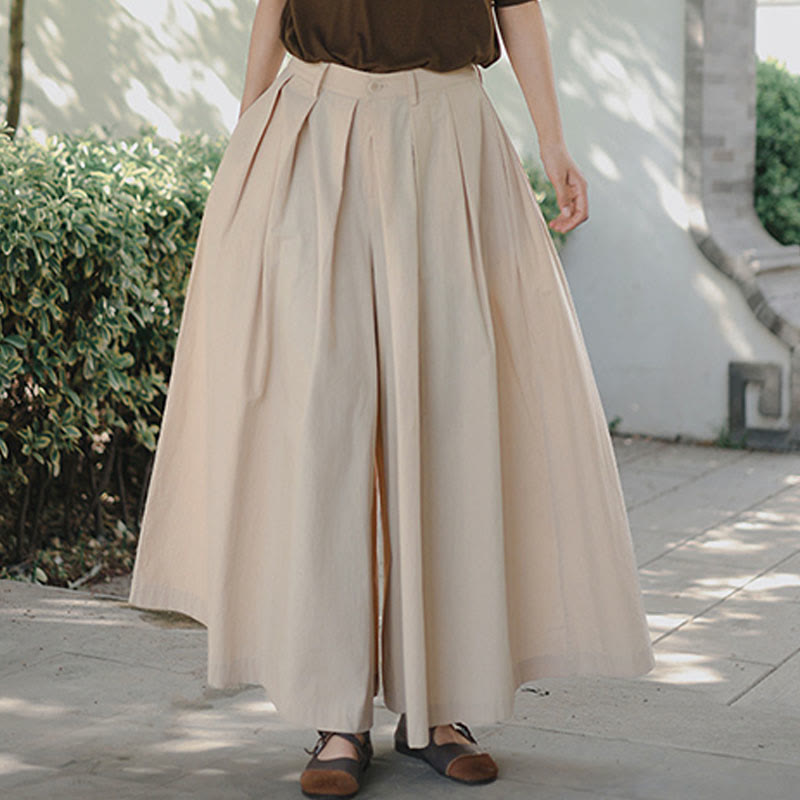 Buddha Stones Casual Plain Loose Cotton Women's Wide Leg Pants With Pockets - image 2