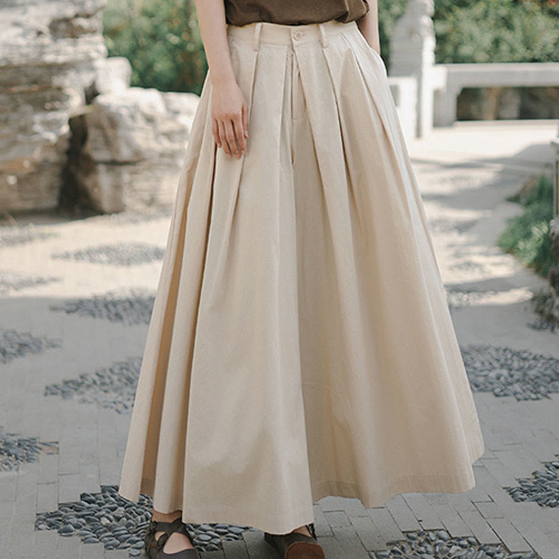 Buddha Stones Casual Plain Loose Cotton Women's Wide Leg Pants With Pockets - image 4