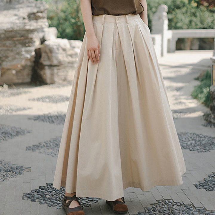 Buddha Stones Casual Plain Loose Cotton Women's Wide Leg Pants With Pockets - image 12