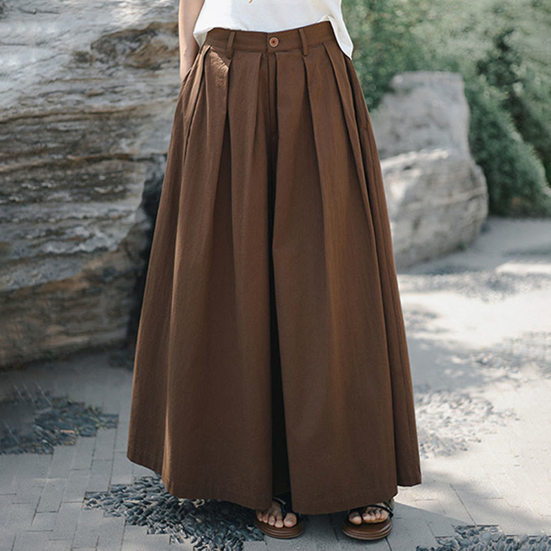 Buddha Stones Casual Plain Loose Cotton Women's Wide Leg Pants With Pockets - image 21