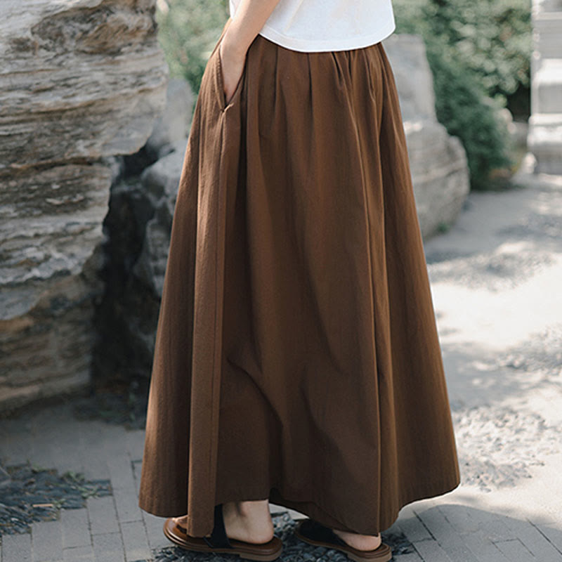 Buddha Stones Casual Plain Loose Cotton Women's Wide Leg Pants With Pockets - image 19